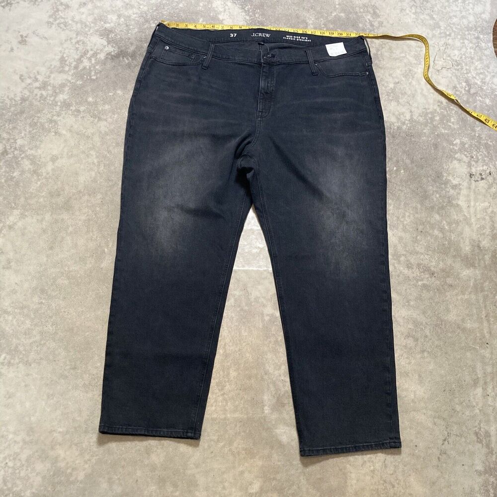 J Crew Jeans Womens 37 Mid Rise 90s Classic Straight Cotton Blend Charcoal Black